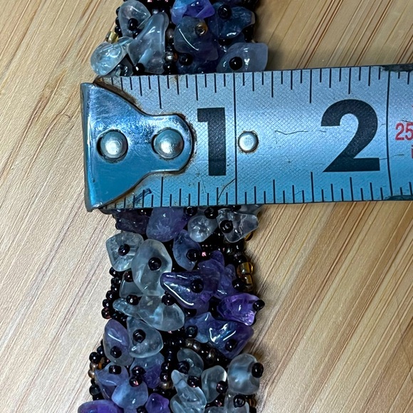 Vintage beaded amethyst quartz bracelet, 7” - Picture 7 of 10
